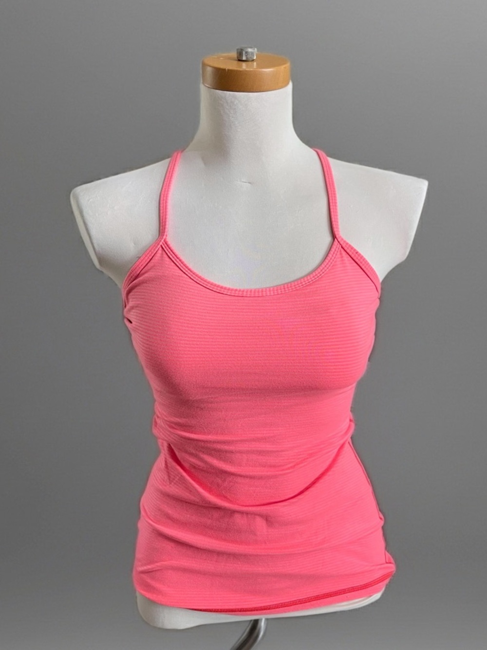 Lululemon Power Y subtle stripe Coral Pink Ribbed Padded Bra  Tank Sz 4